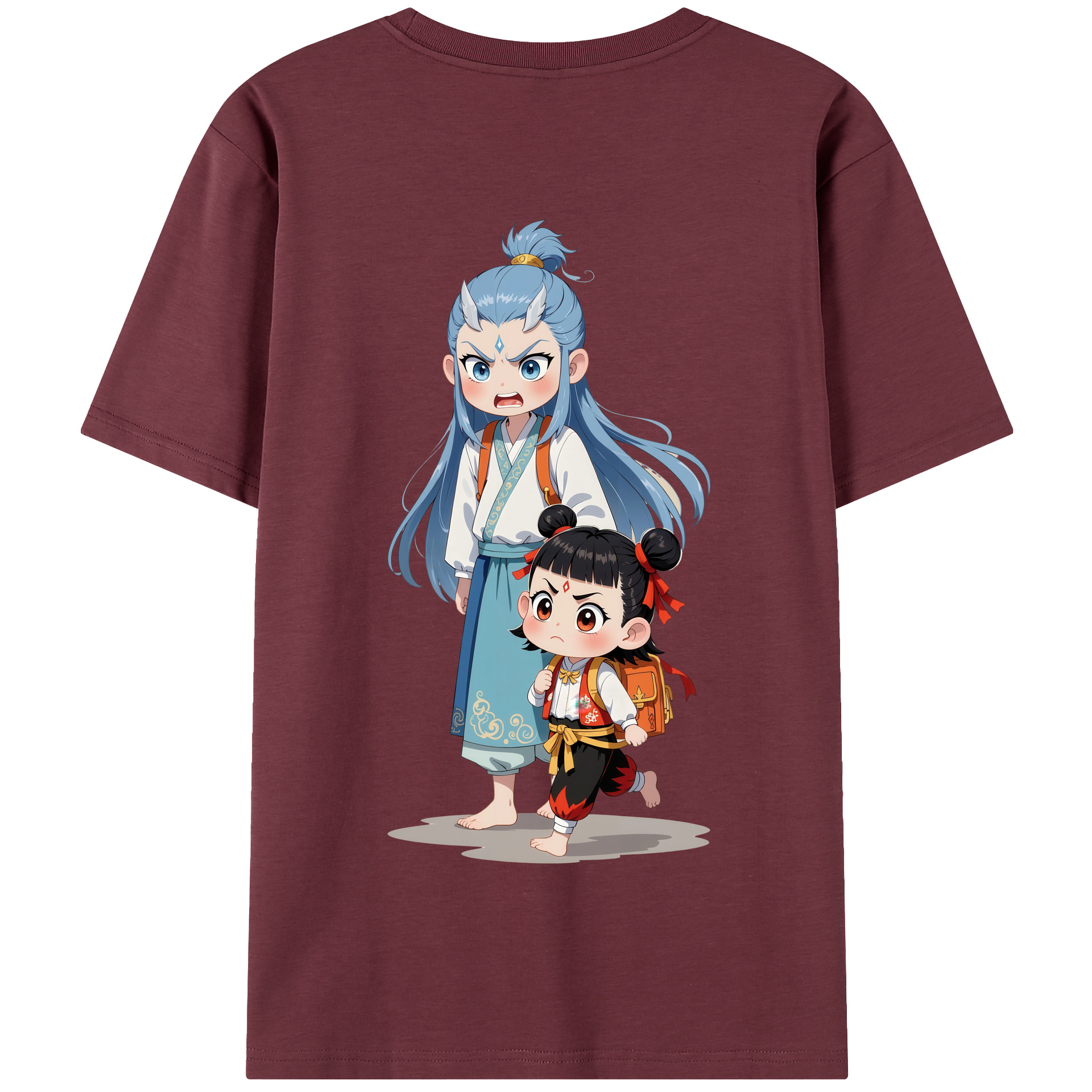 （画像用） Ne Zha 2 ナタ 魔童の大暴れ 綿100％半袖Tシャツ（背面プリント）